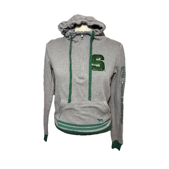 Victoria Secret 5th Ocean Michigan State University MSU Spartans Hoodie Sparkle - Picture 1 of 10